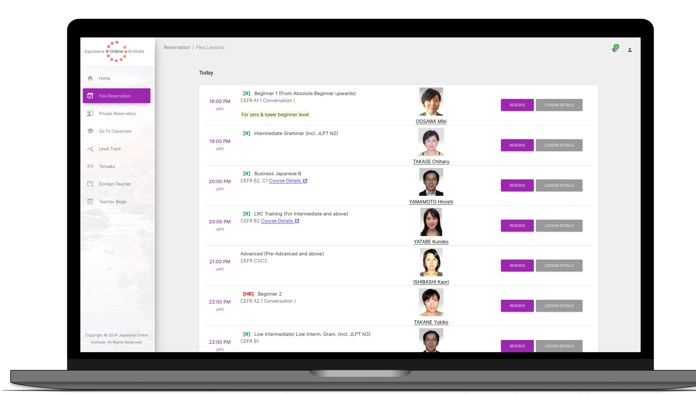 Level Track: A feature that visualizes your lesson history and learning progress